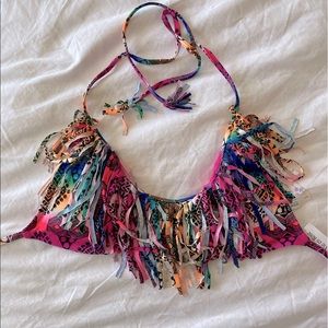 NWT Fringed bikini top Geo Tribal Print